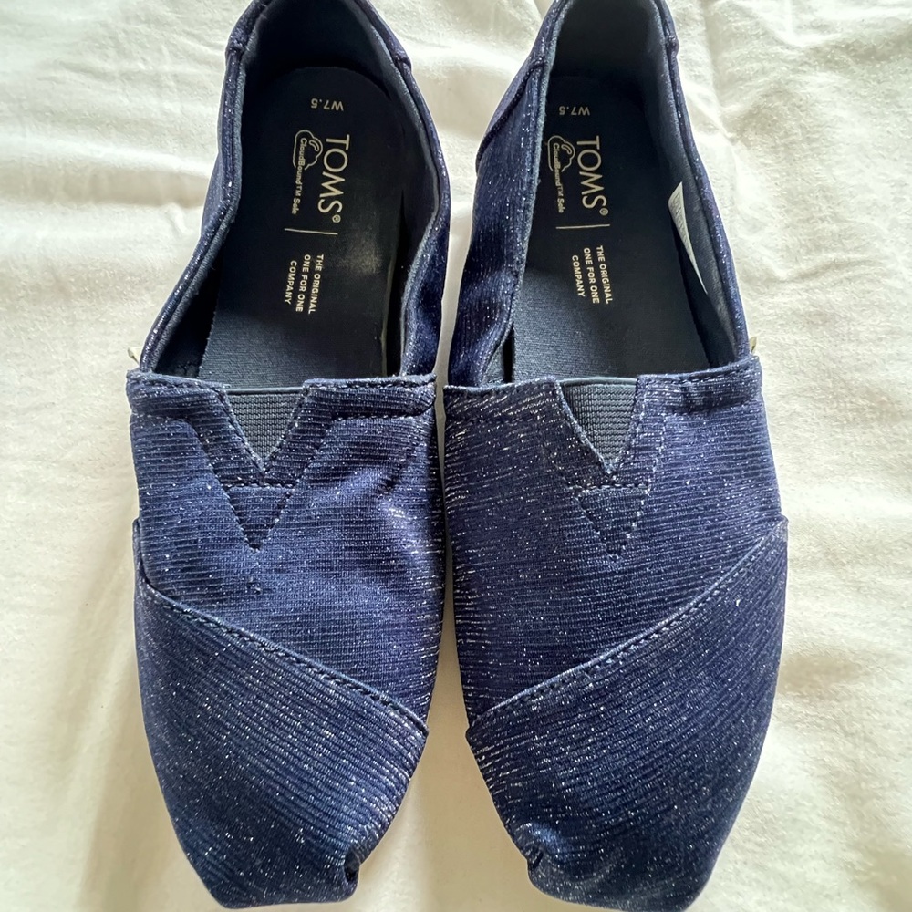 Toms Blue Quilted Slip-On Loafers
